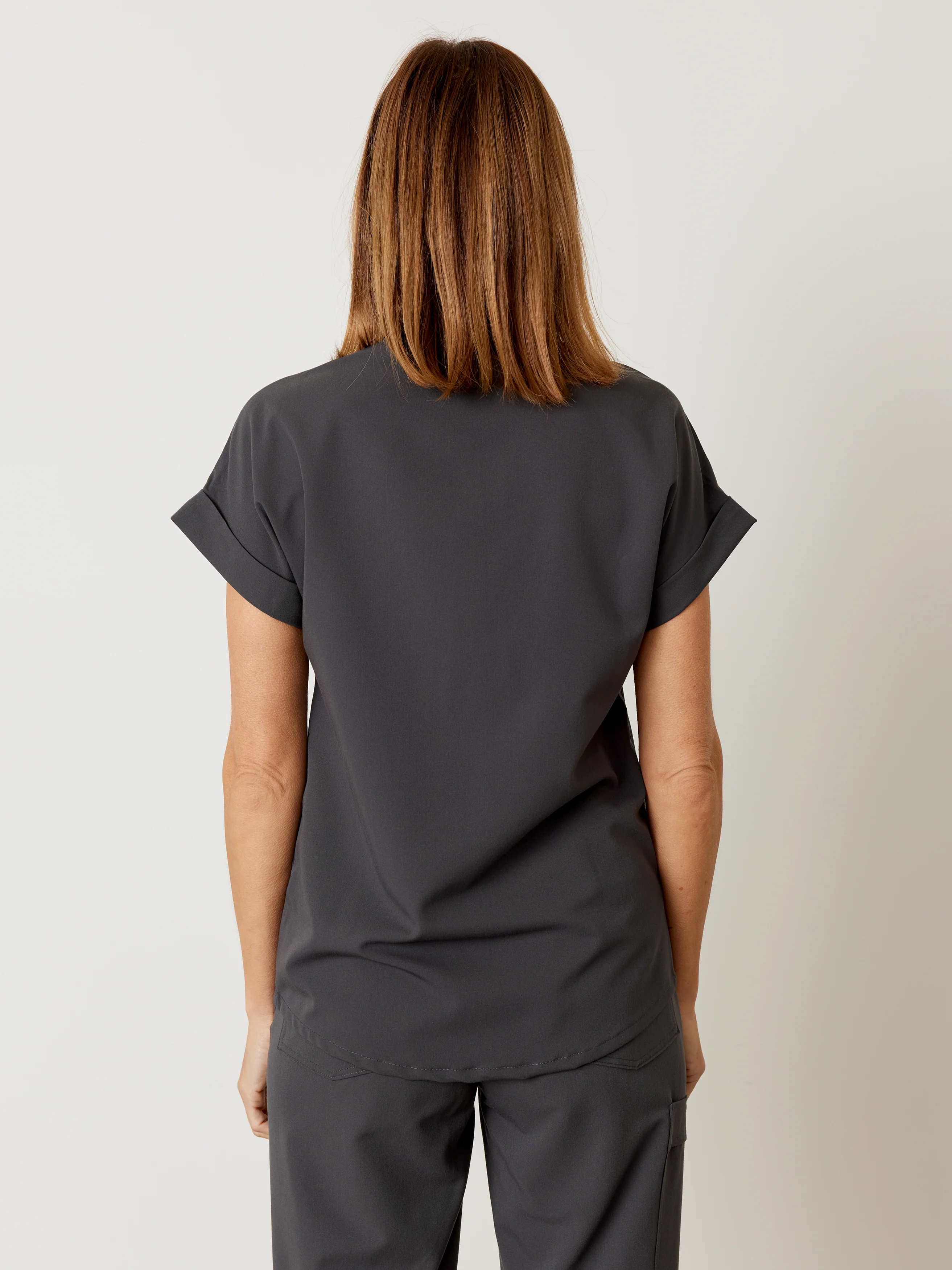 CHARLIE RE-GARDE™ - CHARCOAL - Mandarine Collar Scrub Top - SILVADUR™ - Image 3