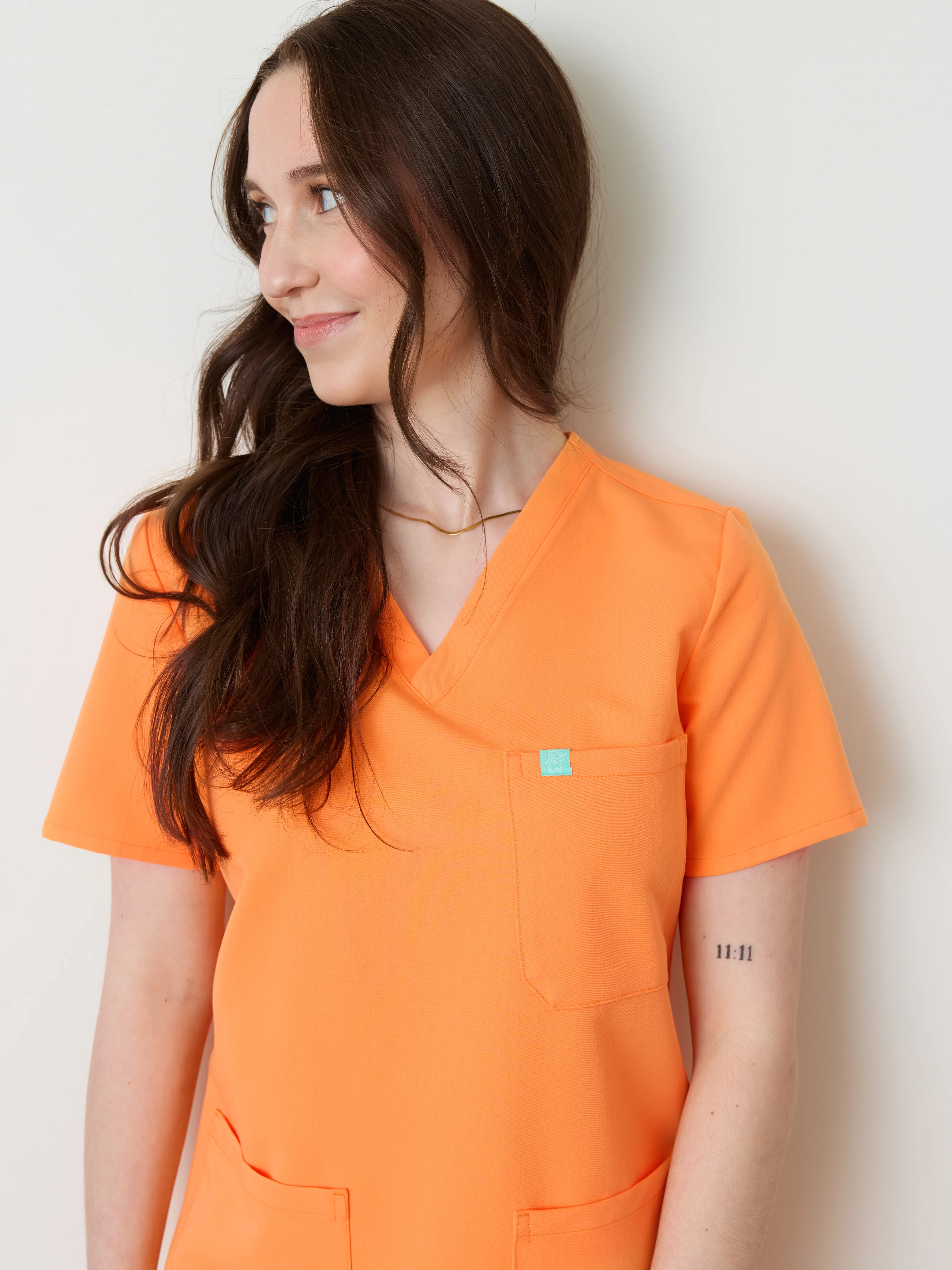 CHLOE RE-GARDE™ - NECTARINE - Three Pockets Scrub Top - SILVADUR™ - Final Sale - Image 2