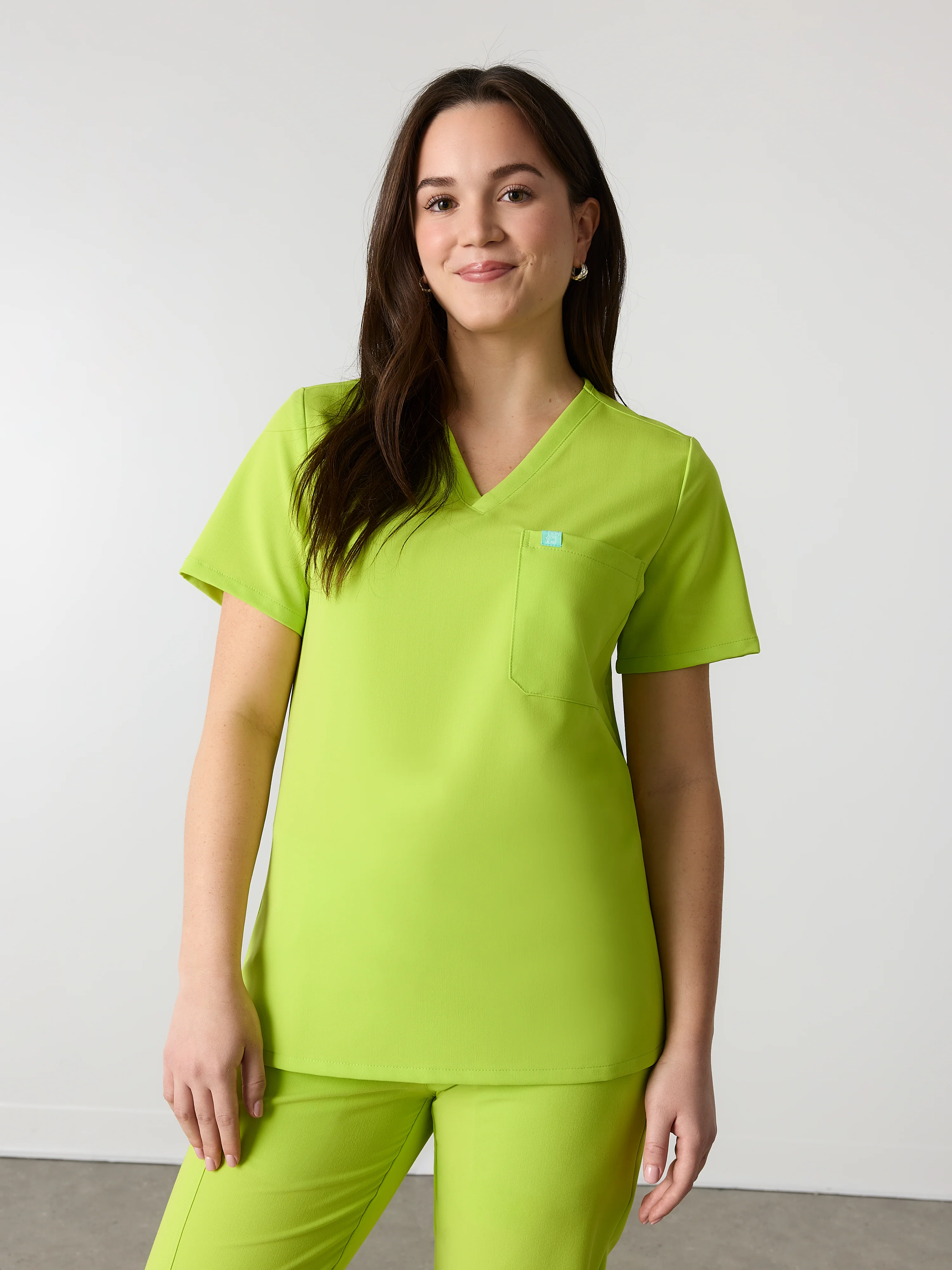 GABRIELLE RE-GARDE™ - LIME - One Pocket Scrub Top - SILVADUR™