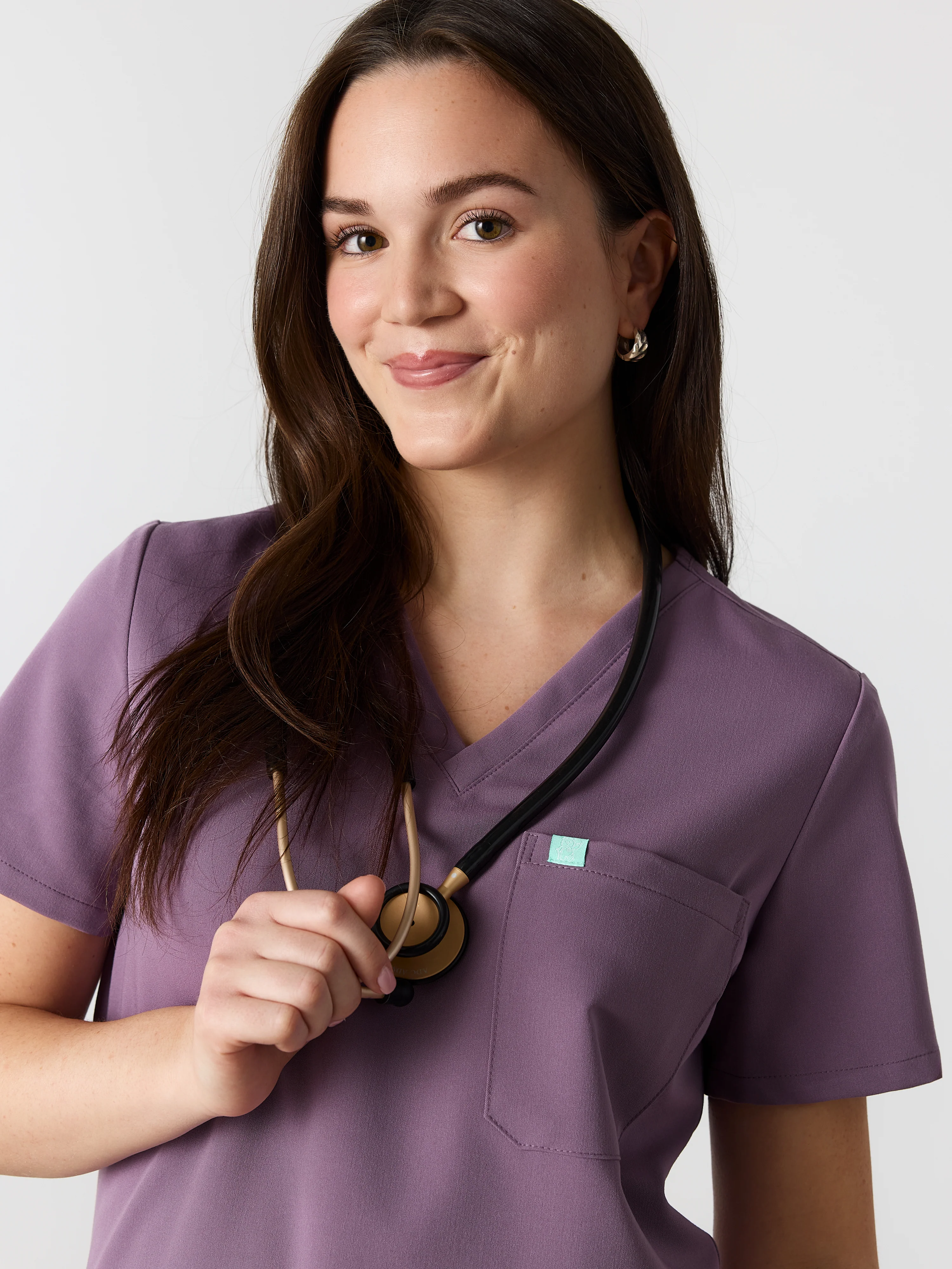 GABRIELLE RE-GARDE™ - DUSTY PURPLE - One Pocket Scrub Top - SILVADUR™ - Image 2