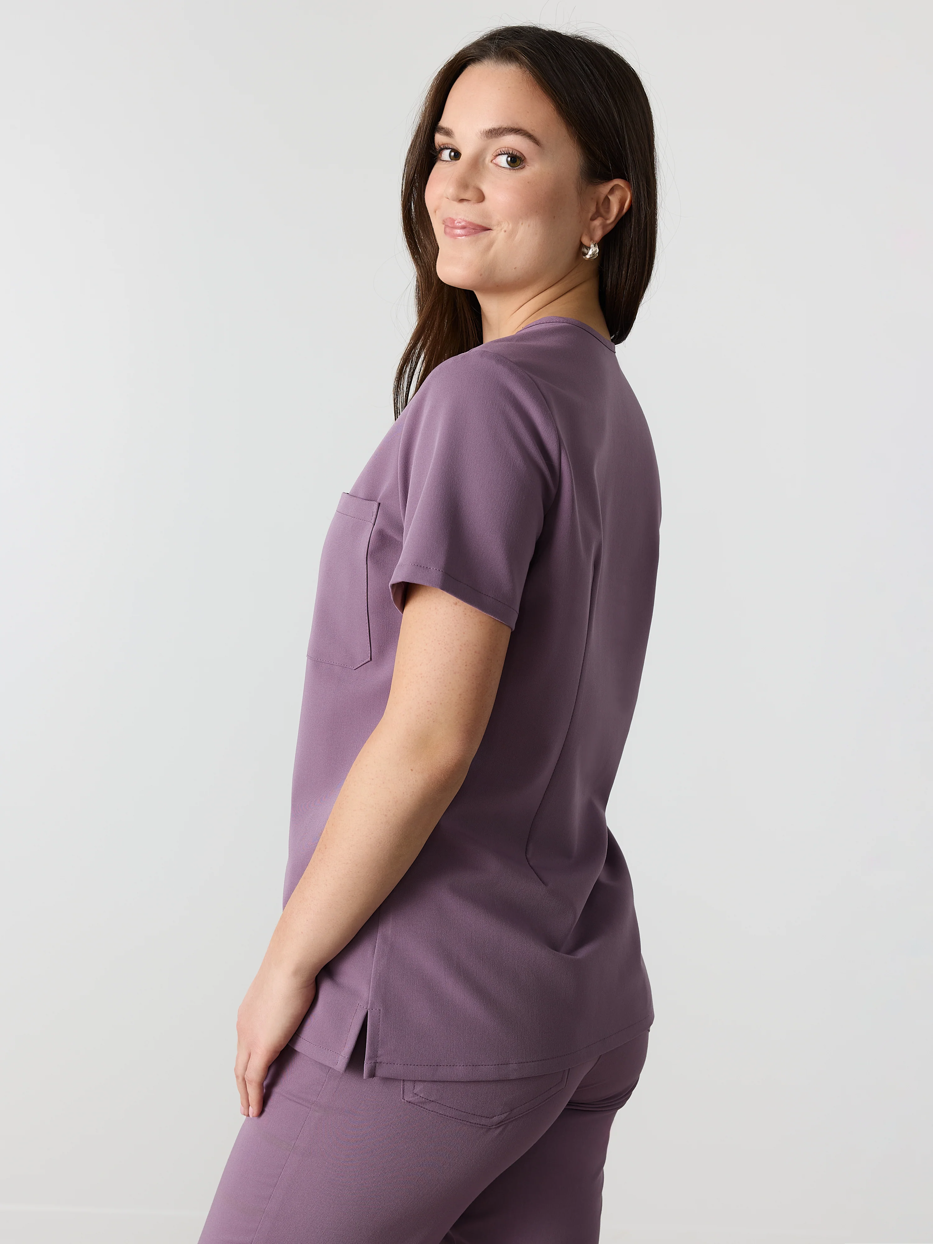 GABRIELLE RE-GARDE™ - DUSTY PURPLE - One Pocket Scrub Top - SILVADUR™ - Image 3