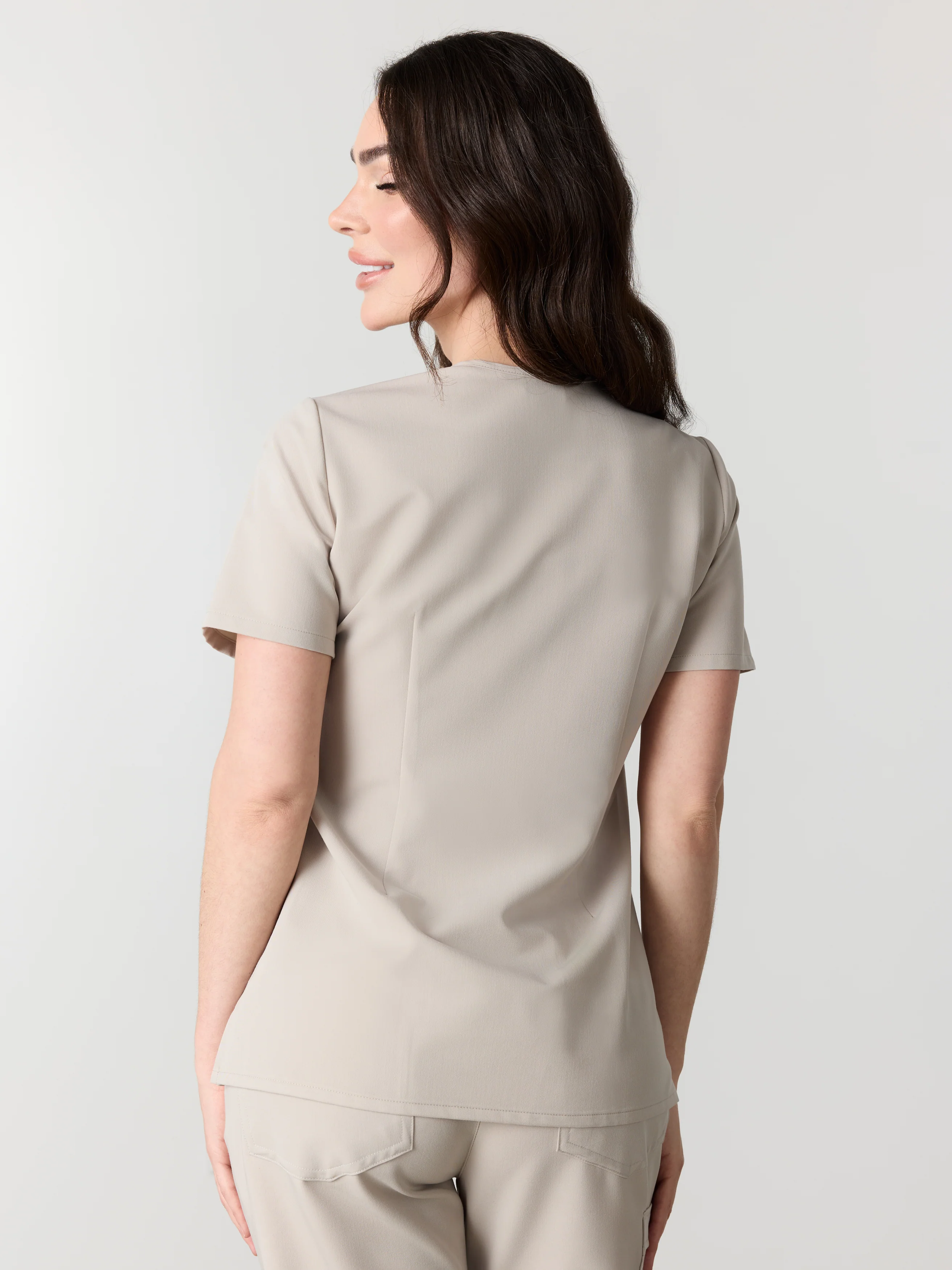 LIV RE-GARDE™ - GREIGE - Three Pockets Scrub Top - SILVADUR™ - Image 3