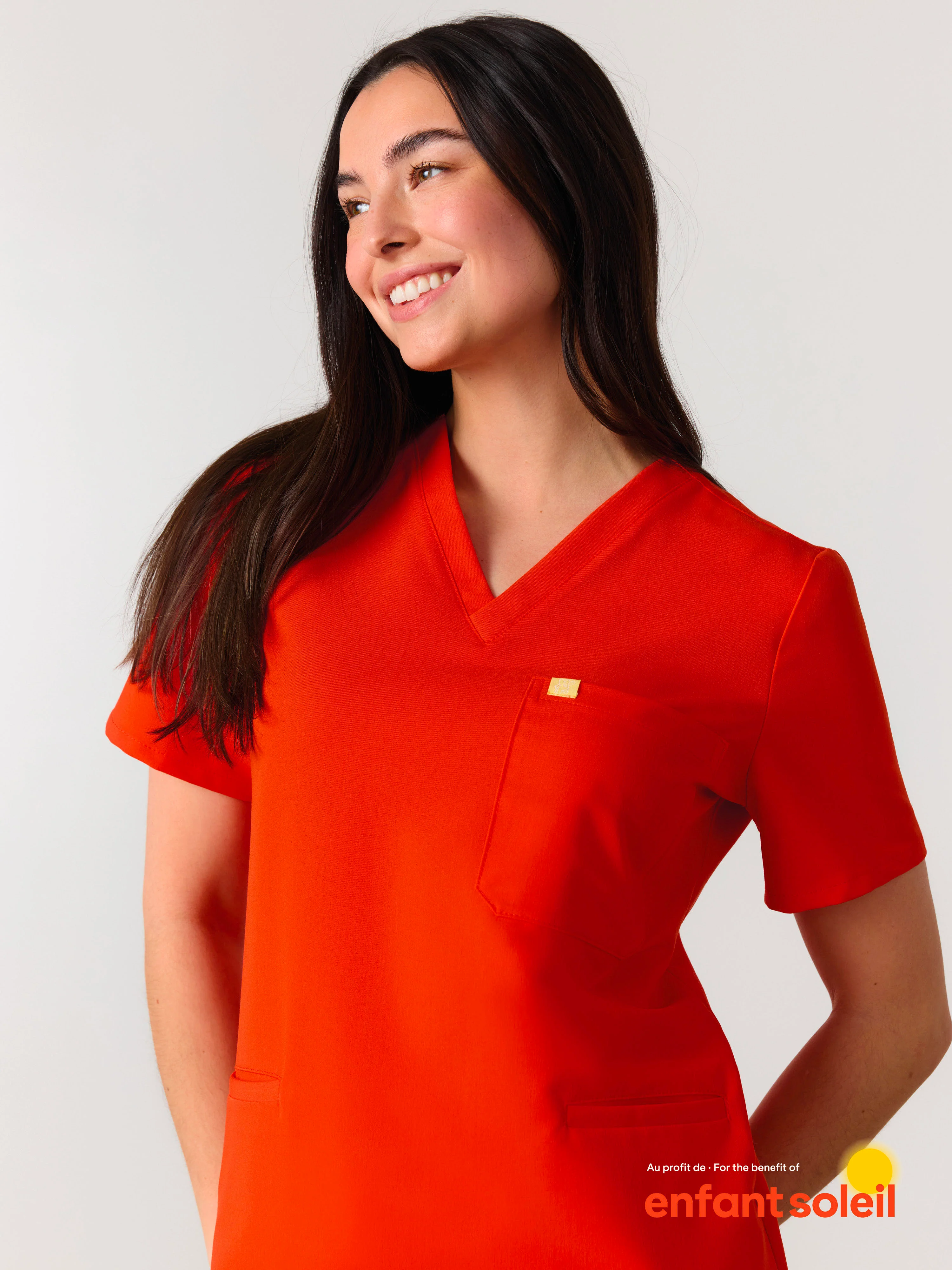 LIV RE-GARDE™ - TANGERINE - Three Pockets Scrub Top - SILVADUR™ - Image 2
