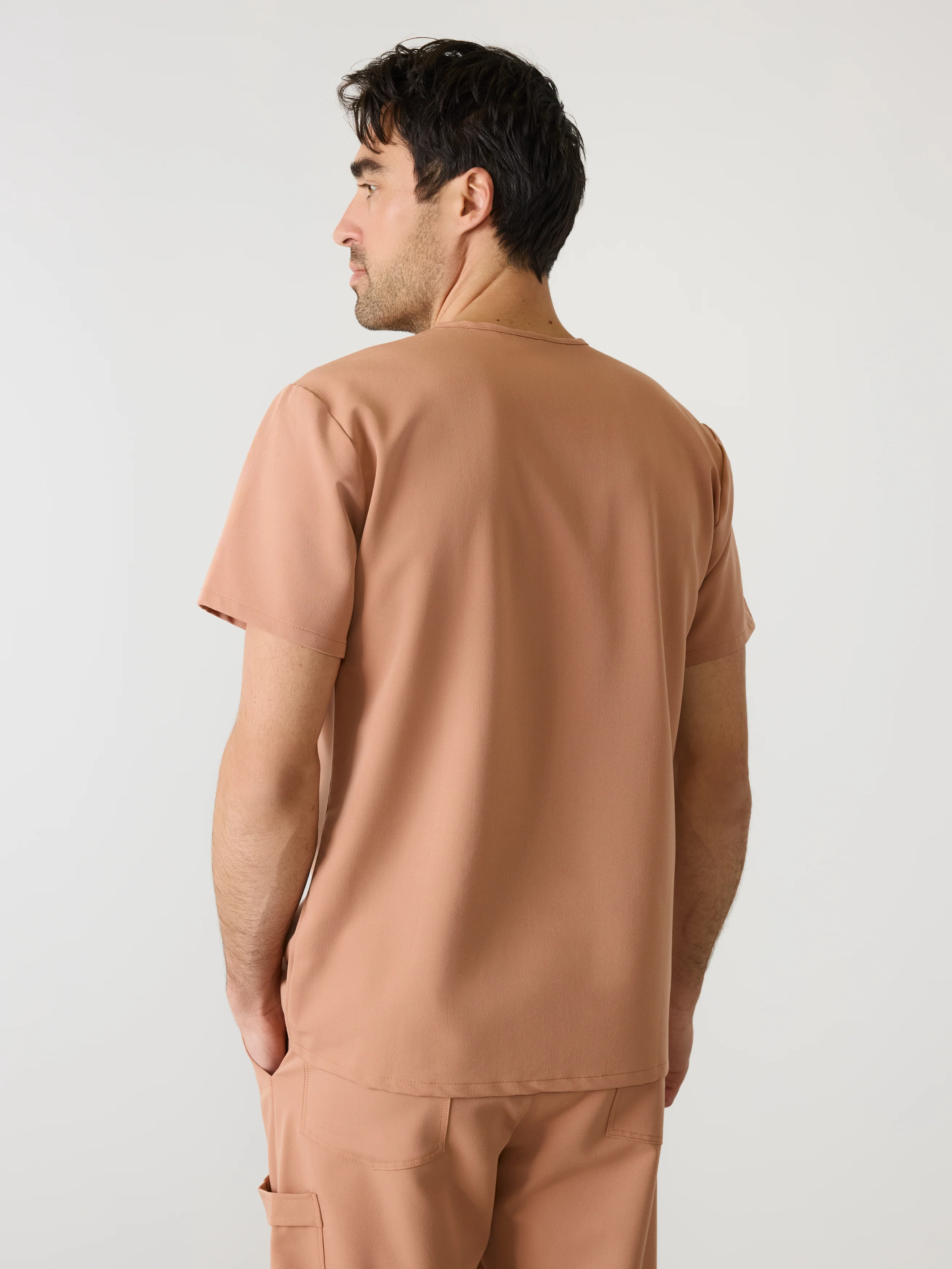 LOGAN RE-GARDE™ - MOCHA - One Pocket Men's Scrub Top - SILVADUR™ - Image 3