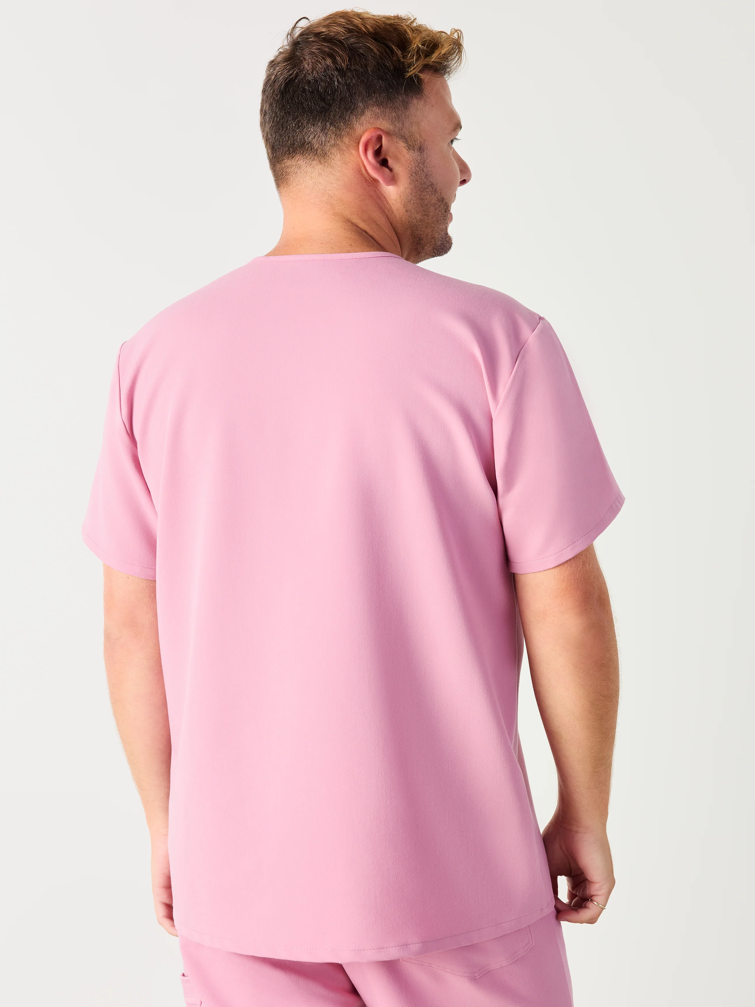 LOGAN RE-GARDE™ - HOPEFUL PINK - One Pocket Men's Scrub Top - SILVADUR™ - Final Sale - Image 3