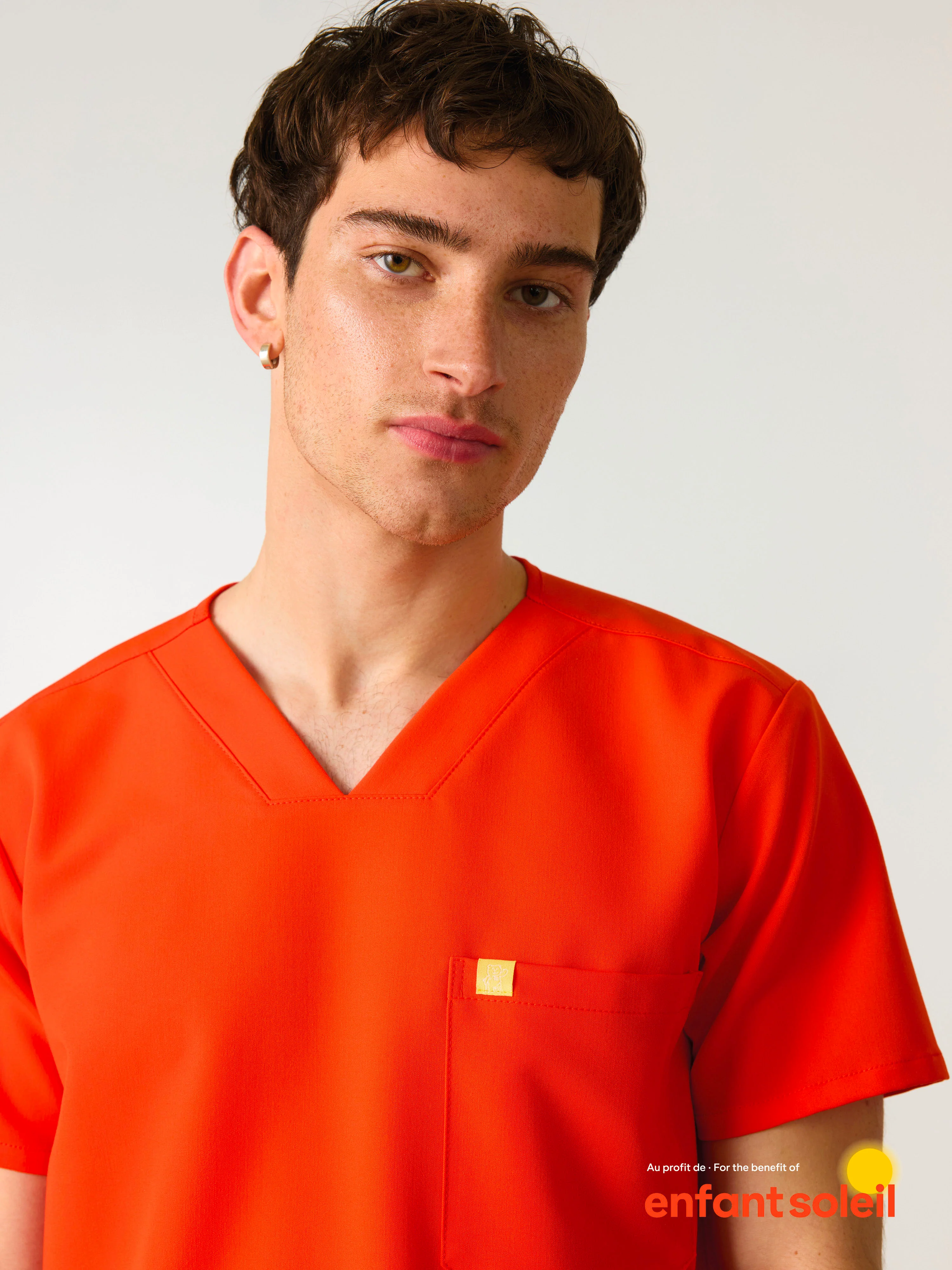 LOGAN RE-GARDE™ - TANGERINE - One Pocket Men's Scrub Top - SILVADUR™ - Image 2