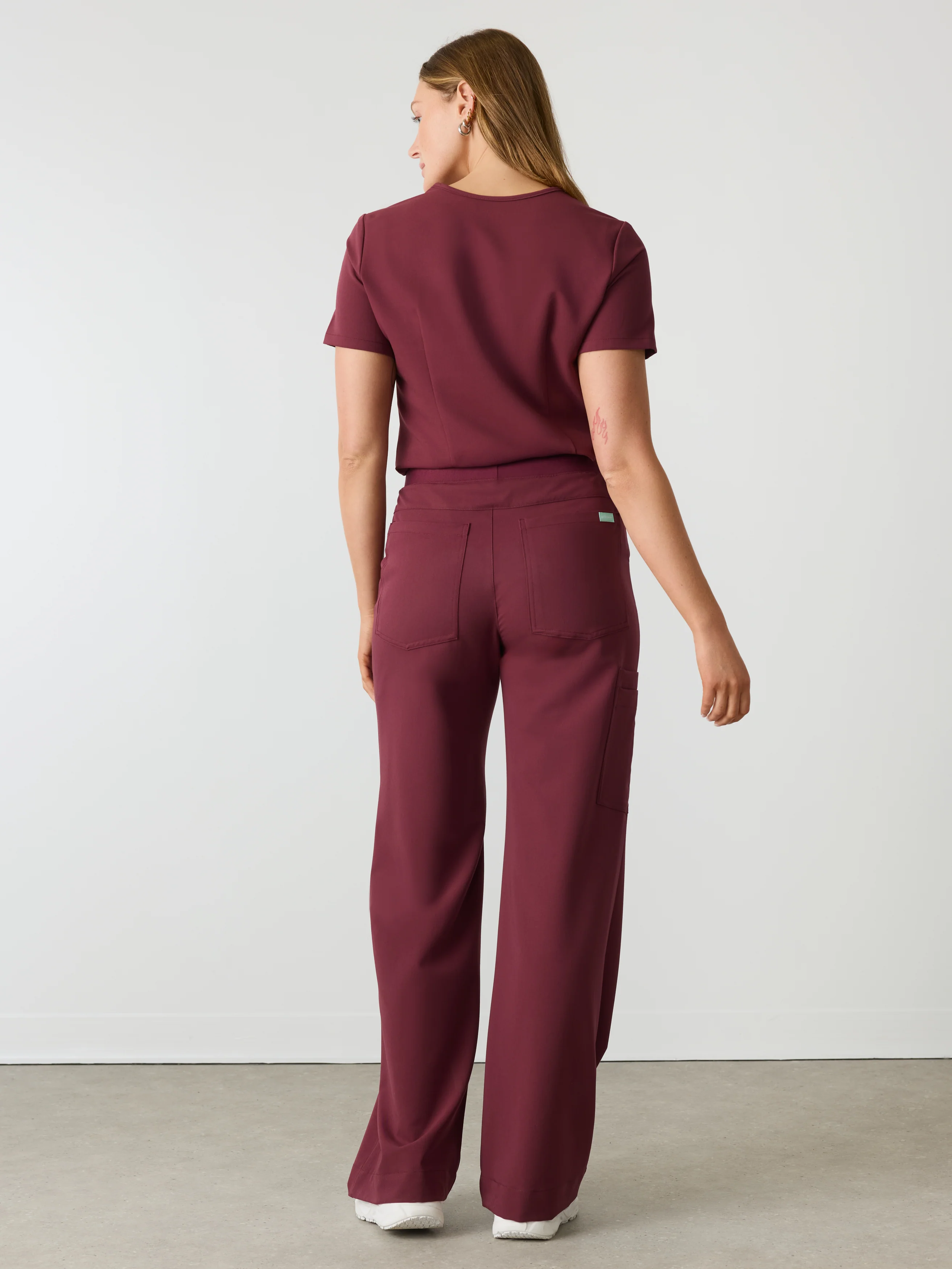 MILA RE-GARDE™ - BURGUNDY - Wide Leg Scrub Pants - SILVADUR™ - Image 4