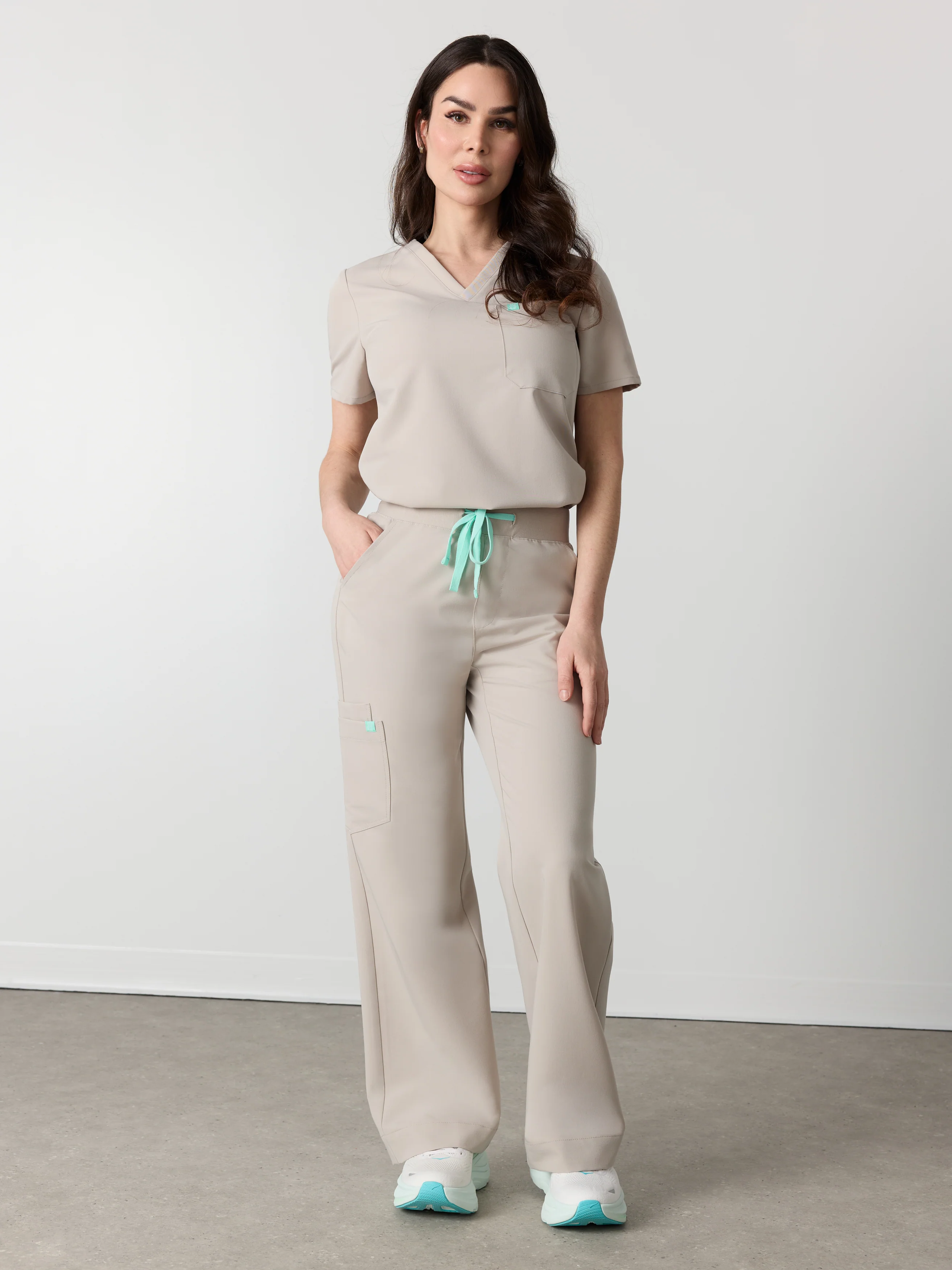 MILA RE-GARDE™ - GREIGE - Wide Leg Scrub Pants - SILVADUR™
