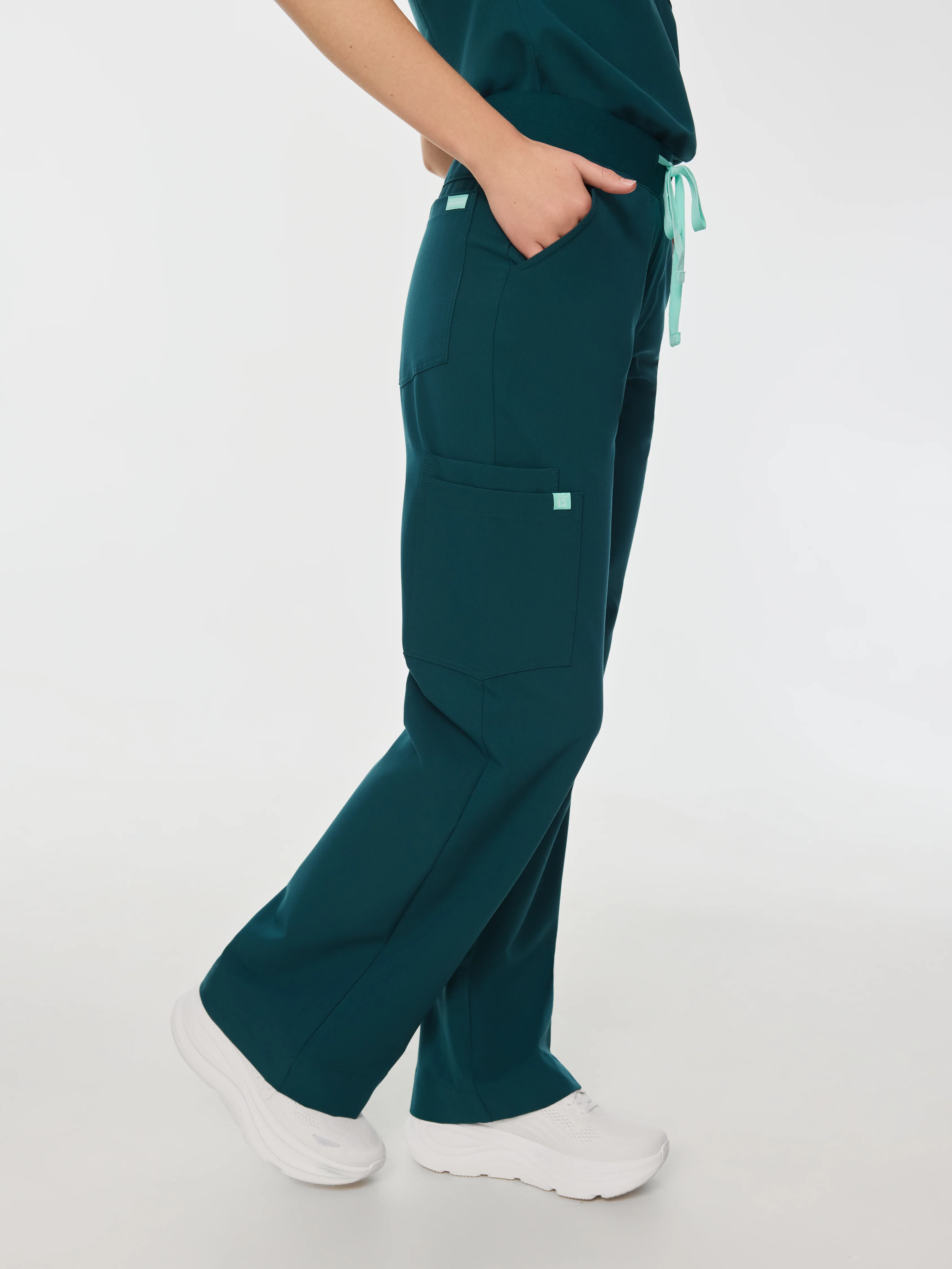 MILA RE-GARDE™ - TEAL - Wide Leg Scrub Pants - SILVADUR™ - Image 3