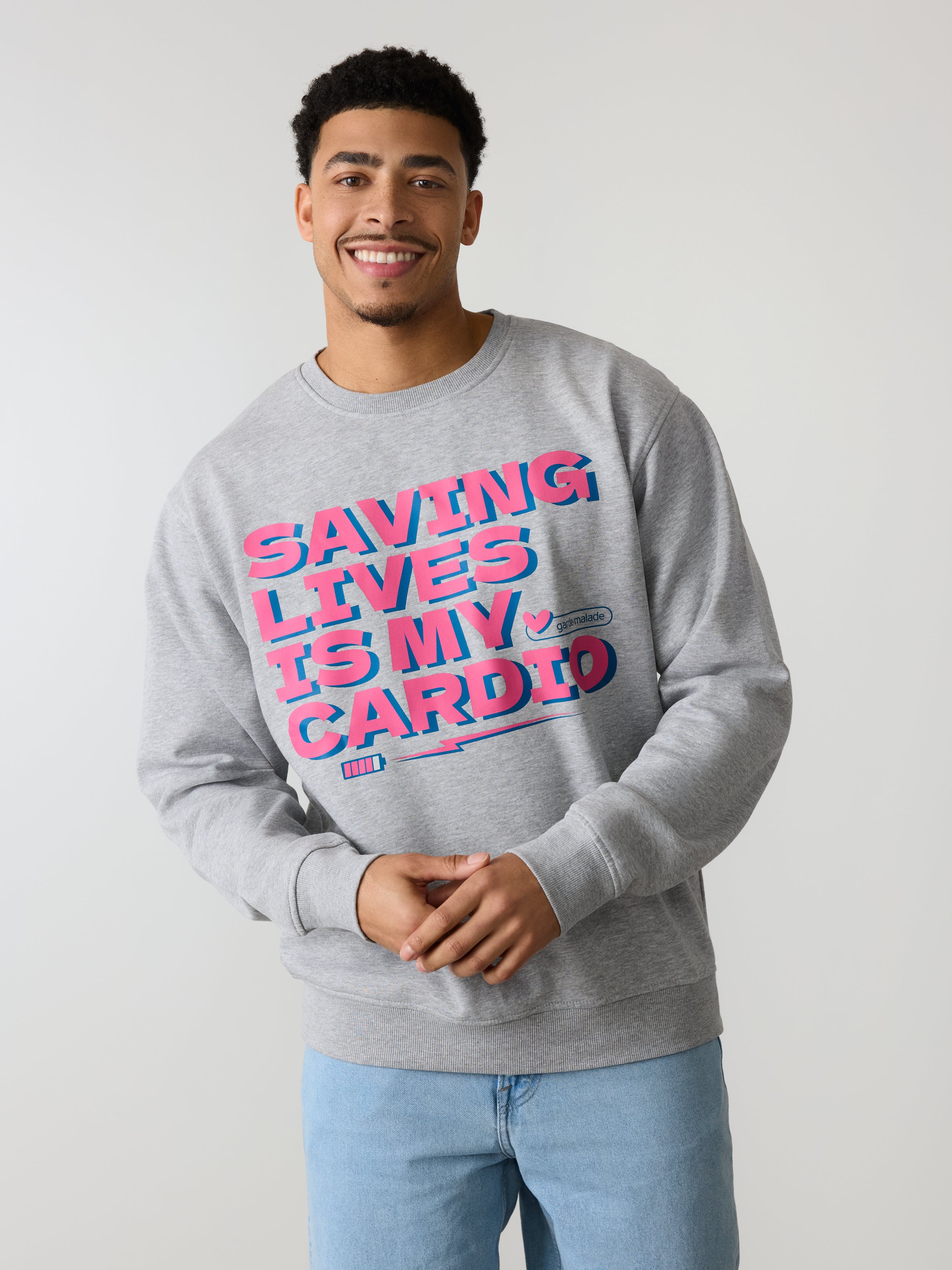 Saving Lives Is My Cardio - Crewneck Heather Grey - Image 4
