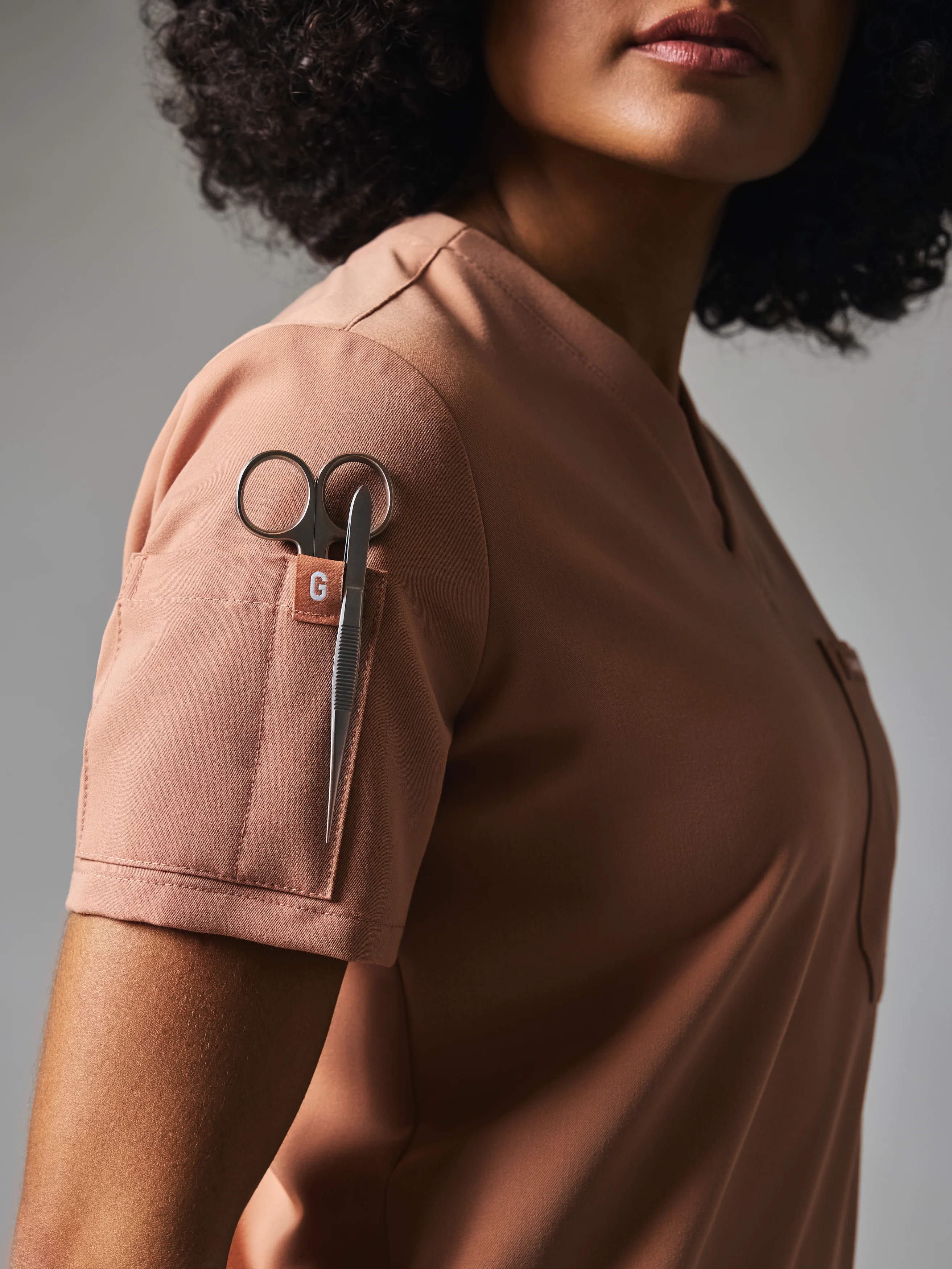 SOFIA GARDE™ - MOCHA - Six Pockets Scrub Top - SILVADUR™ - Image 3