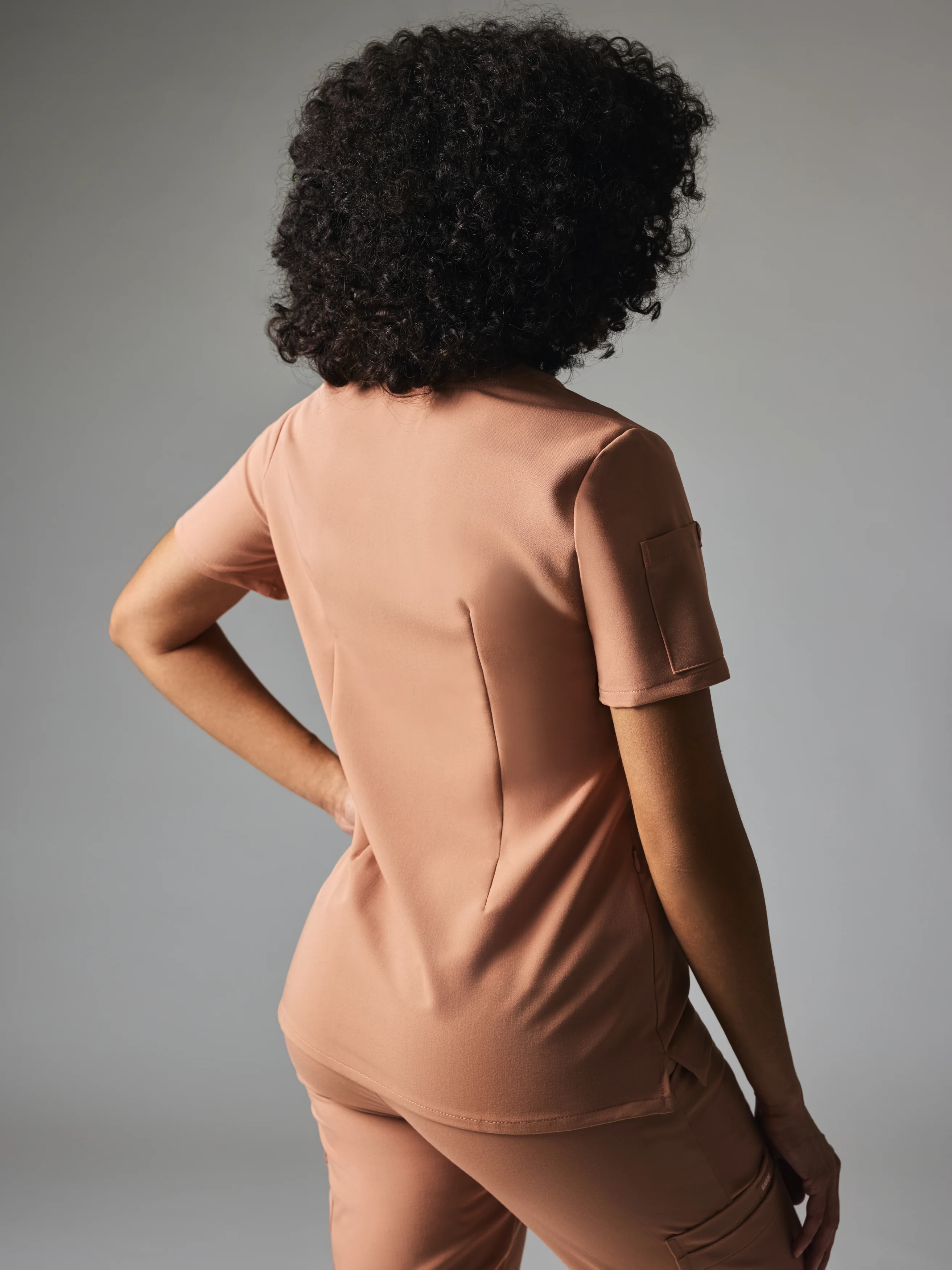 SOFIA GARDE™ - MOCHA - Six Pockets Scrub Top - SILVADUR™ - Image 5