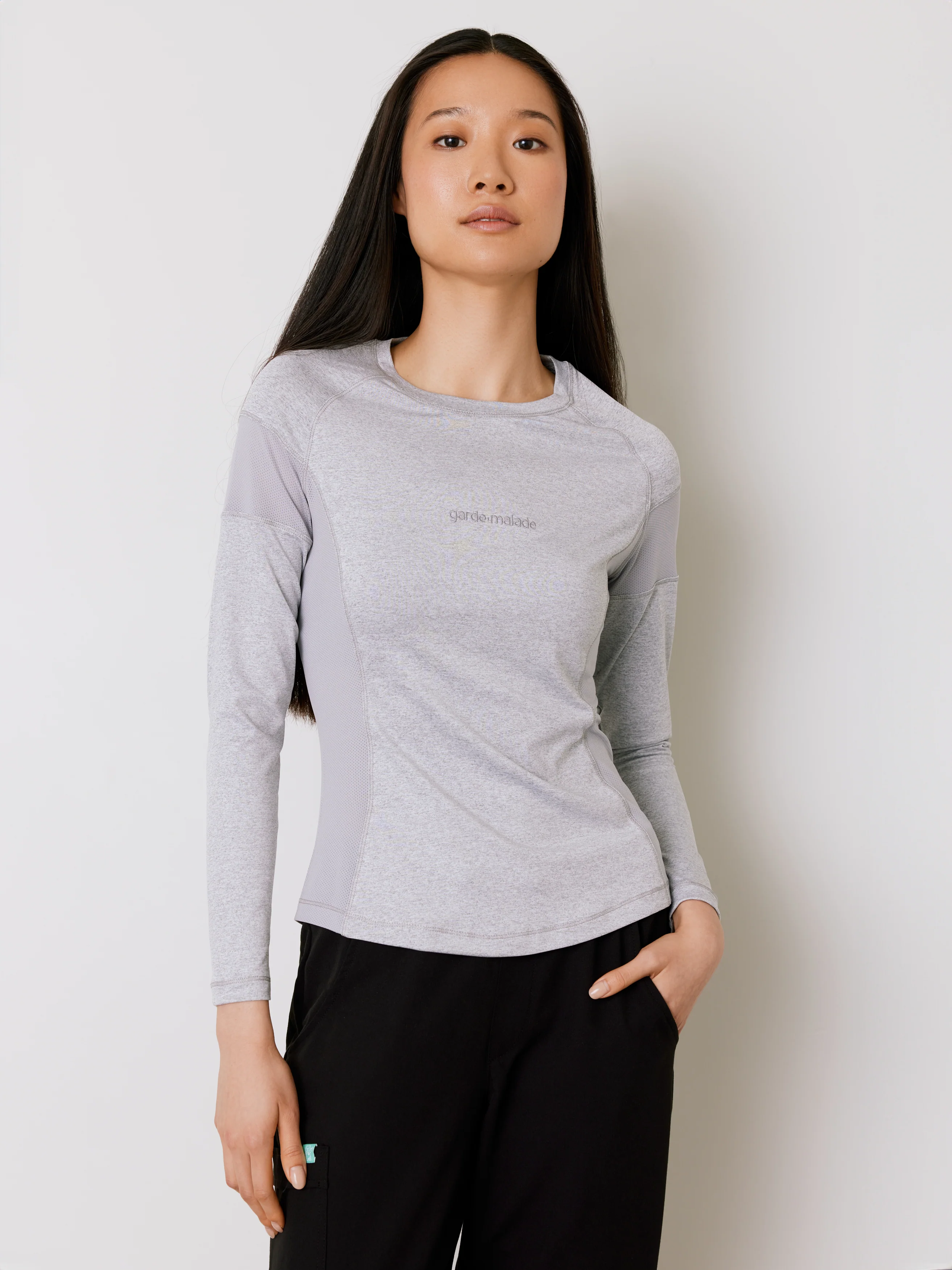 Women High-Performance Underscrub - Heather Grey - Long Sleeves - Image 2