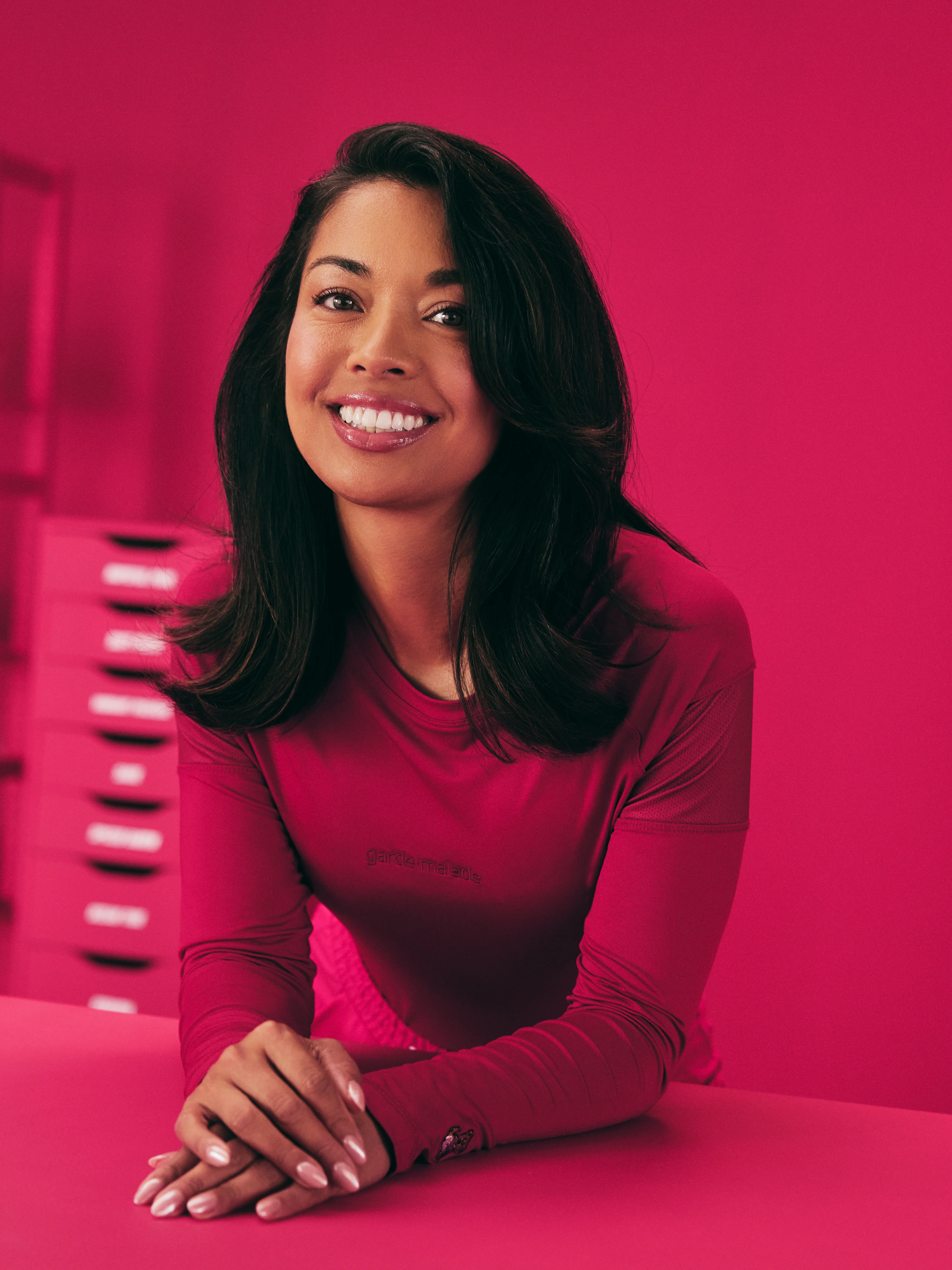 Women High-Performance Underscrub - Vibrant Fuchsia - Long Sleeves - Image 2