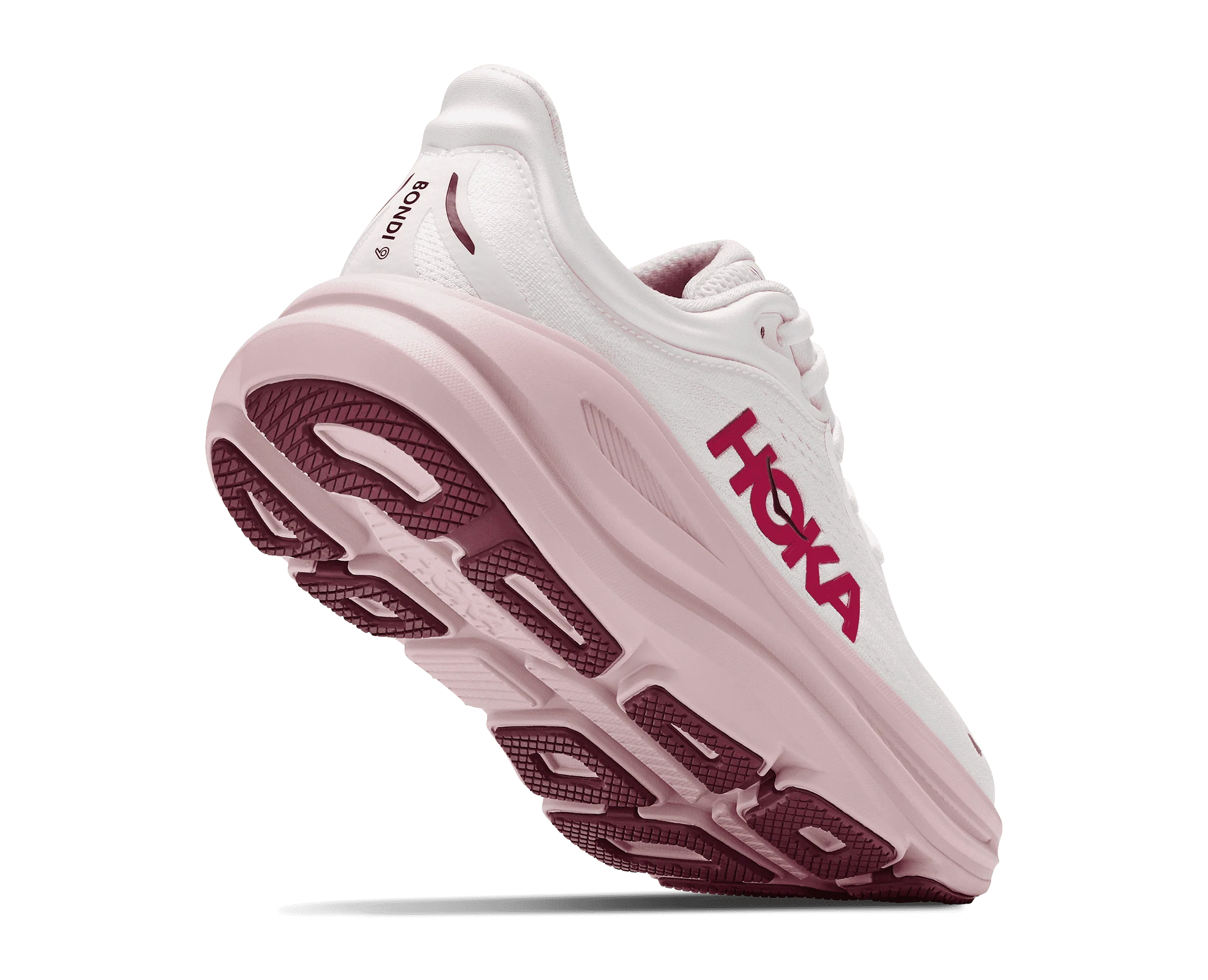 Women's Hoka Bondi 9 White / Pink Opal - Image 3