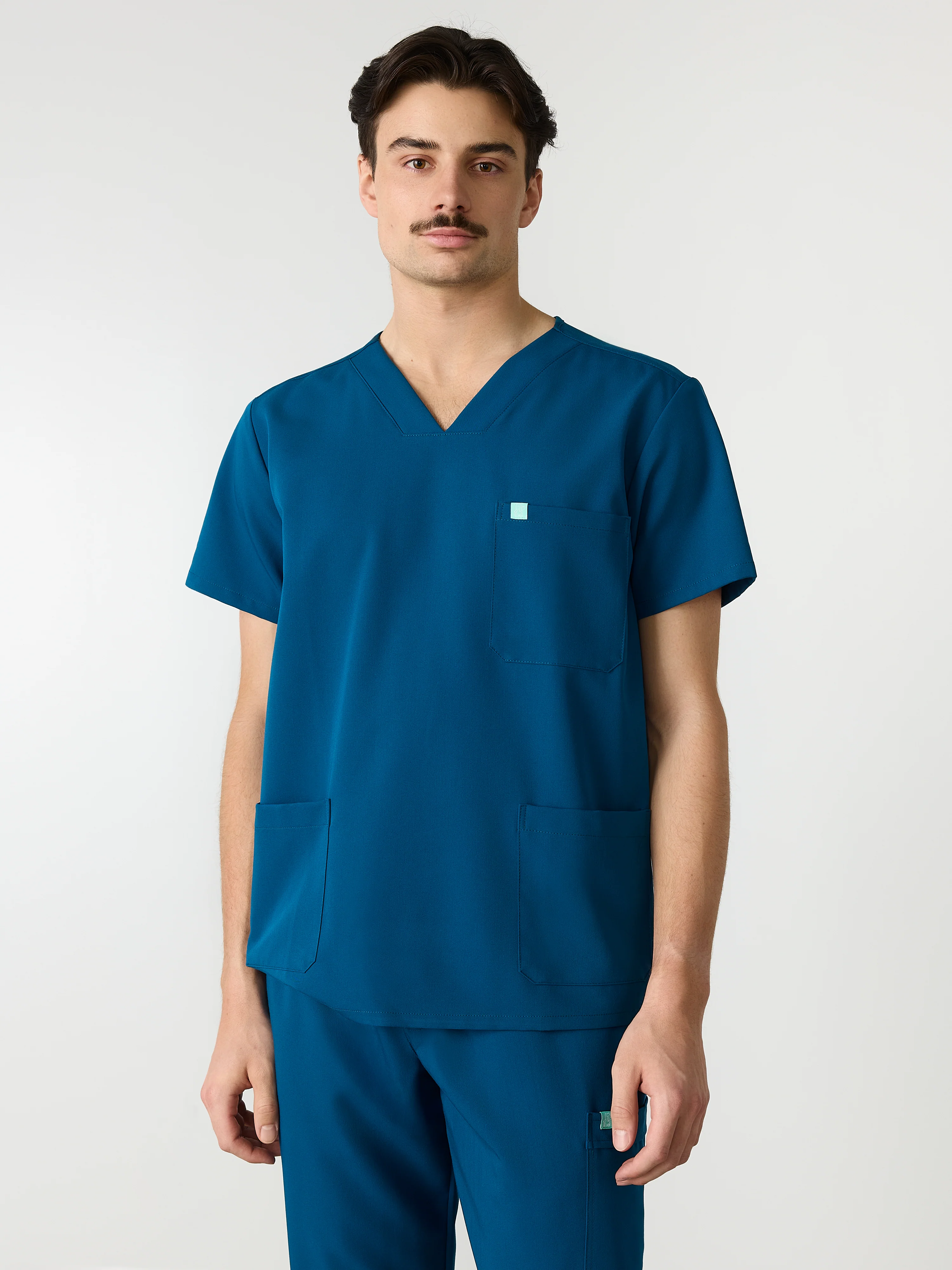 ZACK RE-GARDE™ - OPAL BLUE - Three Pockets Men's Scrub Top - SILVADUR™