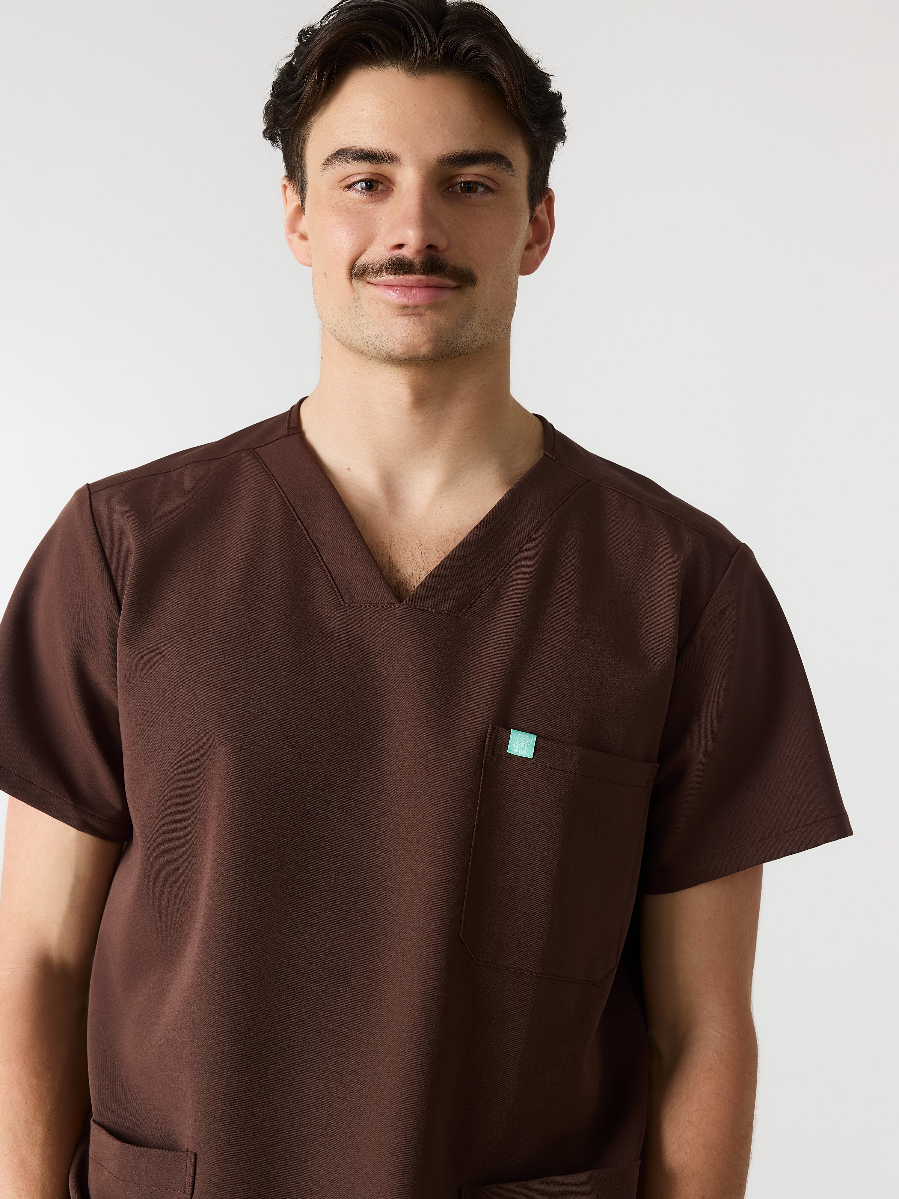 ZACK RE-GARDE™ - CHOCOLATE - Three Pockets Men's Scrub Top - SILVADUR™ - Image 2