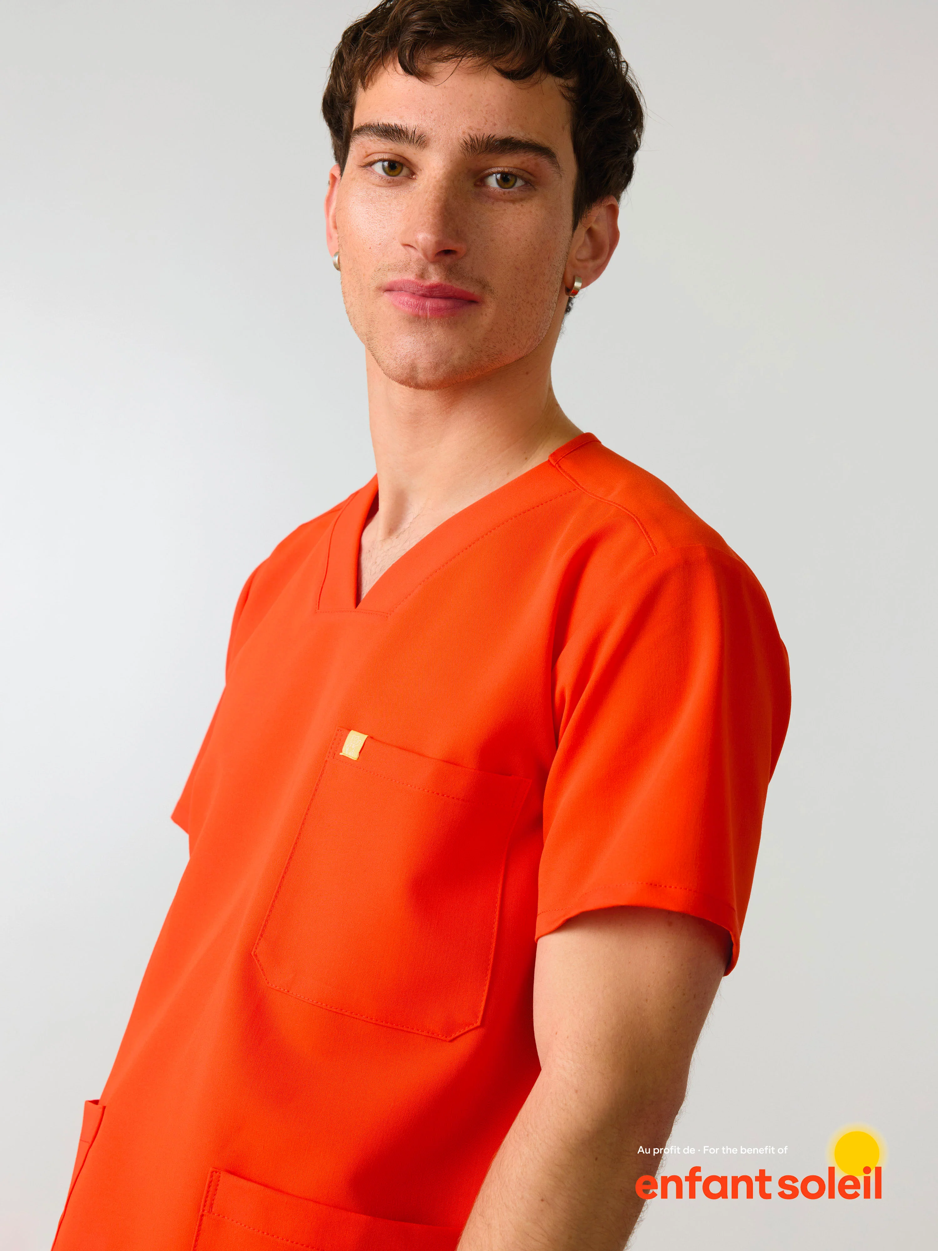 ZACK RE-GARDE™ - TANGERINE - Three Pockets Men's Scrub Top - SILVADUR™ - Image 2